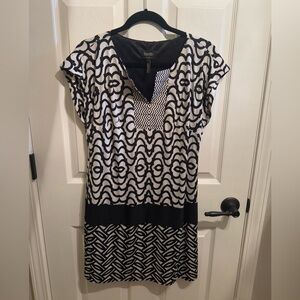 Laundry By Shelli Segal Black and White Geometric Mini Dress